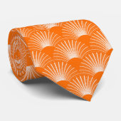 Witte en Oranje Floral Art Deco Pattern Stropdas (Opgerold)