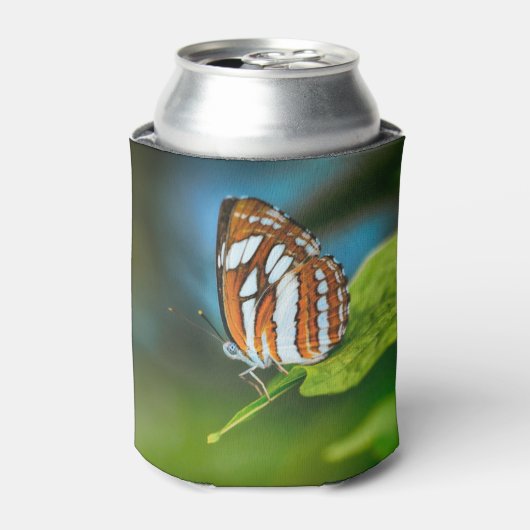 Witte en Oranje gestripte vlinder Blikjeskoeler (Blikje Voorkant)