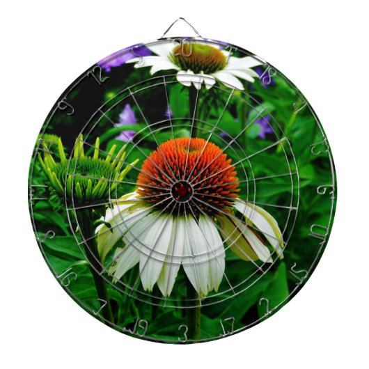 Witte en Oranje kloonbloemen Dartbord (Voorkant)
