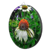 Witte en Oranje kloonbloemen Dartbord (Voorkant Rechts)