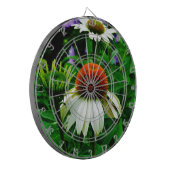 Witte en Oranje kloonbloemen Dartbord (Voorkant Links)