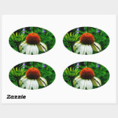 Witte en Oranje kloonbloemen Ovale Sticker (Vel)