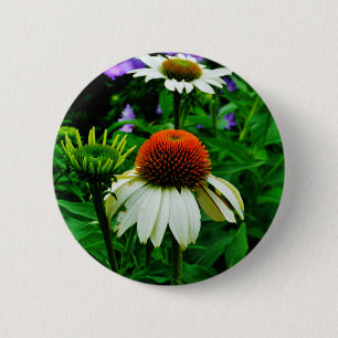 Witte en Oranje kloonbloemen Ronde Button 5,7 Cm
