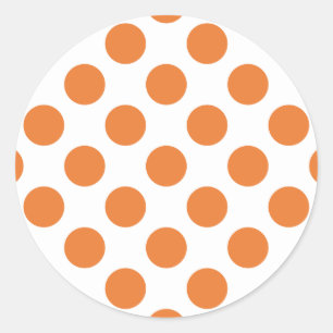 Witte en Oranje poka Dots Ronde Sticker