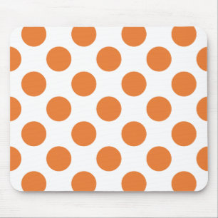 Witte en oranje polka stippen muismat