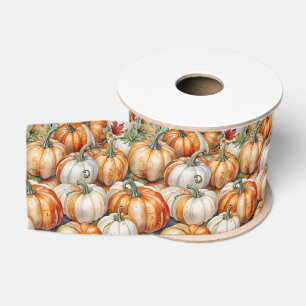 Witte en oranje pompoenen herfst oogst grosgrain lint