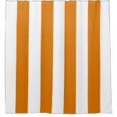 Witte en Oranje verticale strepen Douchegordijn (Voorkant)