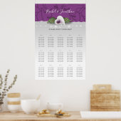 Witte en Paarse Calla Lily Wedding Seating Charts Poster (Keuken)