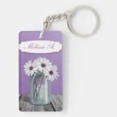 Witte en Paarse Daisy Mason Jar Sleutelhanger (achterkant)