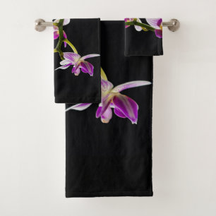 Witte en paarse orchidee bad handdoek