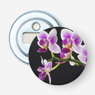 Witte en paarse orchidee button flesopener