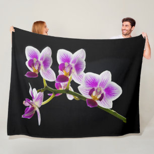 Witte en paarse orchidee fleece deken