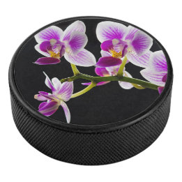 Witte en paarse orchidee hockey puck