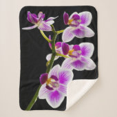 Witte en paarse orchidee sherpa deken (Voorkant)