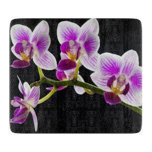 Witte en paarse orchidee snijplank