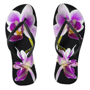 Witte en paarse orchidee teenslippers