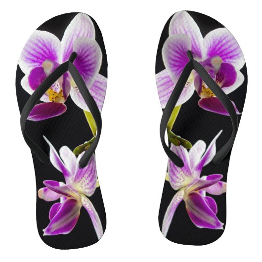Witte en paarse orchidee teenslippers (Voetbed)