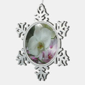 Witte en Paarse orchideeën Tin Sneeuwvlok Ornament (Rechts)