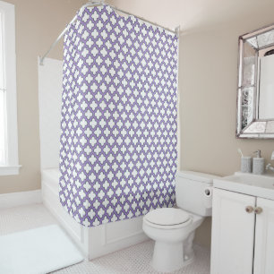 Witte en Paarse trellis, rooster, quatrefoil Douchegordijn