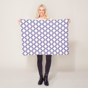 Witte en Paarse trellis, rooster, quatrefoil Fleece Deken