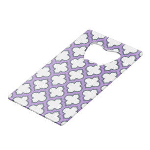Witte en Paarse trellis, rooster, quatrefoil Kredietkaart Flessenopener