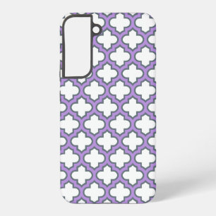 Witte en Paarse trellis, rooster, quatrefoil Samsung Galaxy Hoesje