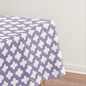 Witte en Paarse trellis, rooster, quatrefoil Tafelkleed (Voorbeeld)