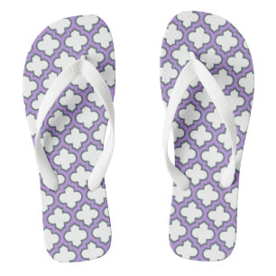 Witte en Paarse trellis, rooster, quatrefoil Teenslippers