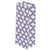 Witte en Paarse trellis, rooster, quatrefoil Wijn Cadeautas (Achterkant Gekanteld)