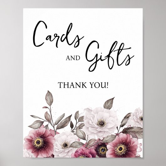 Witte en Pruim Bloemen Kaarten en Geschenken Baby  Poster (Voorkant)