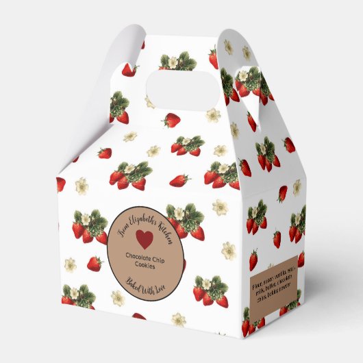 Witte en Rode Aardbeien Rustiek Voedsel Gift Bedankdoosjes (Voorkant Zijde)