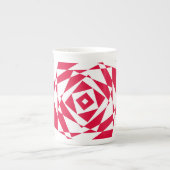 Witte en Rode Abstracte Illusie Bone China Mok (Voorkant)
