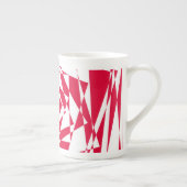 Witte en Rode Abstracte Illusie Bone China Mok (Rechts)