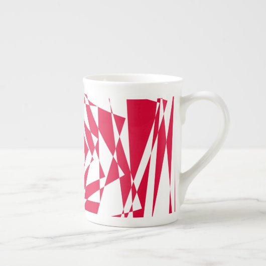 Witte en Rode Abstracte Illusie Bone China Mok (Rechts)