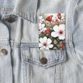 Witte en rode bloemen Elegante Waterverf Button (Insitu)
