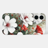 Witte en rode bloemen Elegante Waterverf Case-Mate iPhone Case (Achterkant (horizontaal))