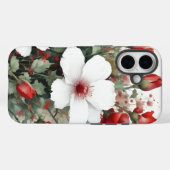 Witte en rode bloemen Elegante Waterverf Case-Mate iPhone Case (Achterkant (horizontaal))