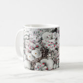 Witte en rode bloemen koffiemok (Voorkant links)