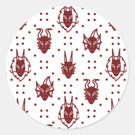 Witte en rode Crimson Fantasy Dragon Dot Pattern Ronde Sticker
