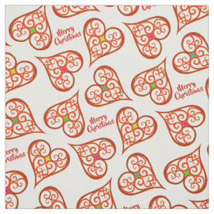 Witte en rode harten elegante krullen boho chic stof