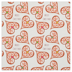 Witte en rode harten elegante zwammen boho chic stof