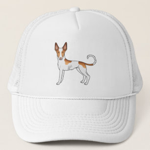 Witte En Rode Ibizan Hound Gladde Vacht Cartoon Ho Trucker Pet