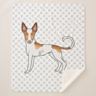 Witte en rode Ibizan Hound met gladde vacht hond e Sherpa Deken