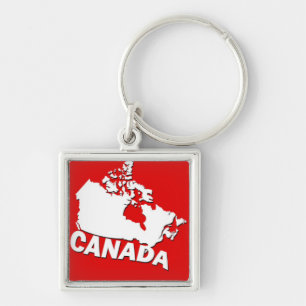 Witte en Rode Kaart van Canada Sleutelhanger