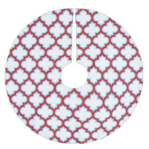Witte en rode latwerk, traliewerk, quatrefoil kerstboom rok