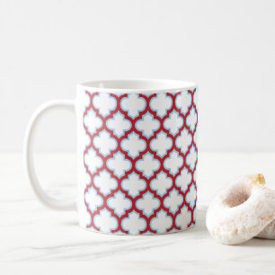 Witte en rode latwerk, traliewerk, quatrefoil koffiemok