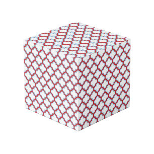 Witte en rode latwerk, traliewerk, quatrefoil kubus