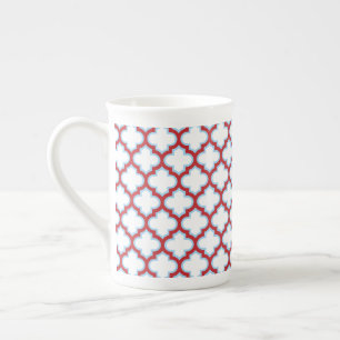 Witte en rode latwerk, traliewerk, quatrefoil porselein kop