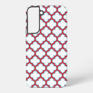 Witte en rode latwerk, traliewerk, quatrefoil samsung galaxy hoesje
