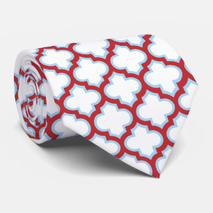 Witte en rode latwerk, traliewerk, quatrefoil stropdas